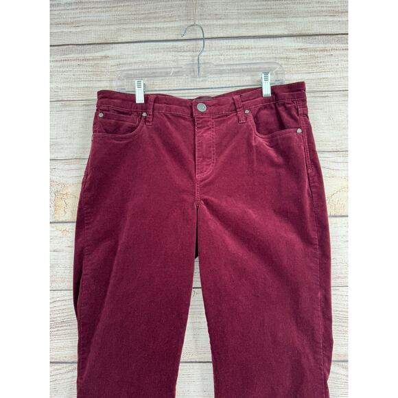 Kut from the Kloth Karen Baby Bootcut Corduroy Jeans Womens 12 Burgundy Wine - Picture 3 of 11